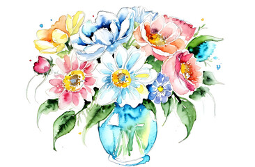 bouquet of beautiful watercolor flowers