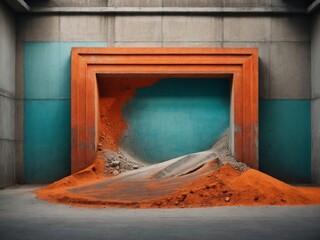 Empty concrete exterior interior wall room, wallpaper and background, for product advertising 