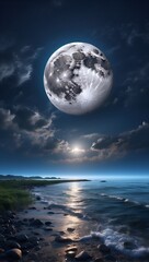 Naklejka na ściany i meble moon over ocean