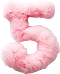Number 5 made of soft felt and fluffy fur icon isolated on white. colorful circus-inspired.