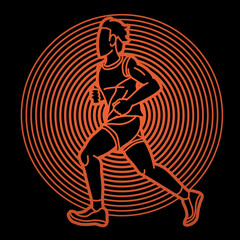 A Man Running Action Marathon Runner Start Running  Movement  Cartoon Sport Graphic Vector