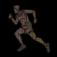 A Man Running Action Marathon Runner Start Running  Movement  Cartoon Sport Graphic Vector