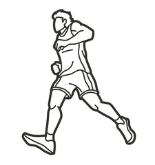 Fototapeta na wymiar A Man Running Action Marathon Runner Start Running Movement Cartoon Sport Graphic Vector