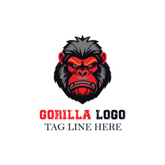 Free vector gorilla head logo esport team design gaming mascot