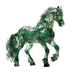 Horse carved from Chinese lucky animal jade on transparent background PNG