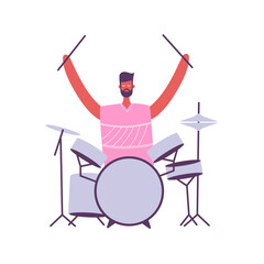 vector person pose in pink clothes studio