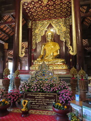 Golden buddha statue in Thai temple