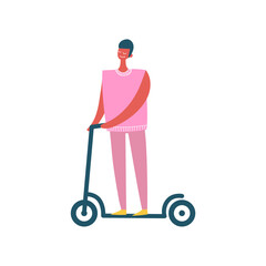 vector person pose in pink clothes studio