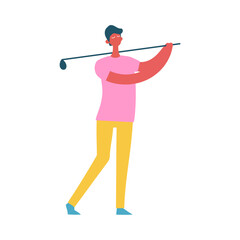 vector person pose in pink clothes studio