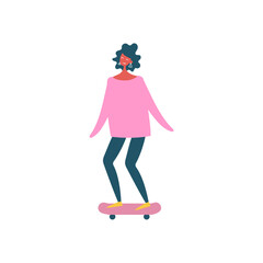 vector person pose in pink clothes studio