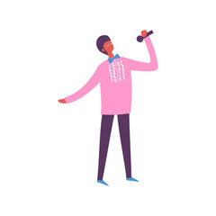 vector person pose in pink clothes studio