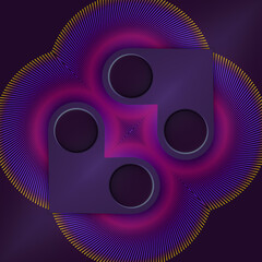 Abstract geometric 3d rendering digital illustration in purple and pink color scheme