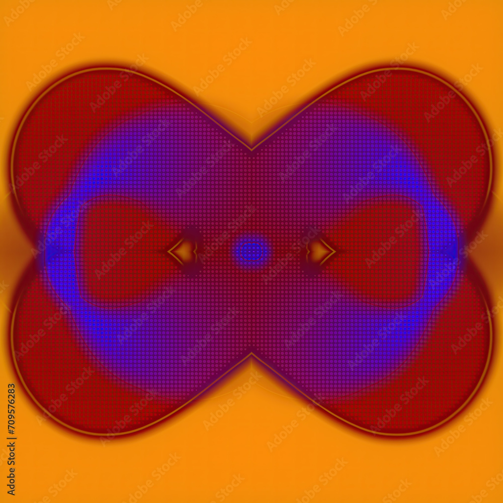 Aufkleber 3d rendering digital illustration of red and blue abstract organic shape