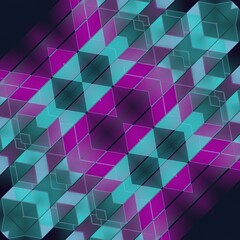 Digital illustration of a mosaic pattern in purple and blue. 3d rendering