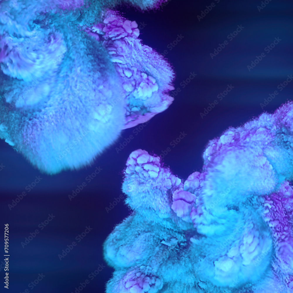 Poster three-dimensional visualization of chemical neon fiery shockwaves. 3d rendering digital illustration