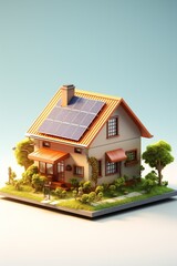 House with solar panels on the roof Generative AI