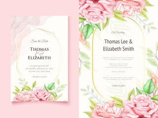 Fototapeta na wymiar Elegant Floral Wedding Invitation Cards