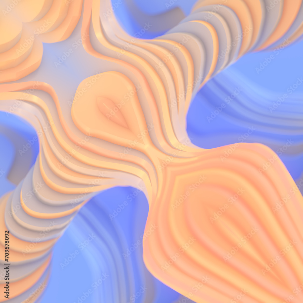 Poster A bright and colorful digital illustration with a combination of abstract shapes and patterns. 3d rendering
