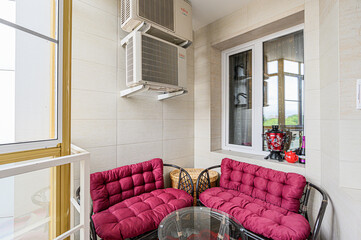 Russia, Moscow- May 27, 2020: interior apartment room balcony overlooking the street