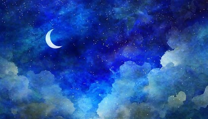 Obraz na płótnie Canvas stars in the night sky illustration crescent moon