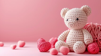 A Picture of a Crocheted Cute Bear, Ai Generated