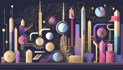 宇宙都市　未来的　インダストリアルな空間　イラスト