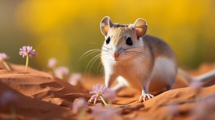 Obraz premium A kangaroo rat, well-adapted to the desert environment, foraging for seeds