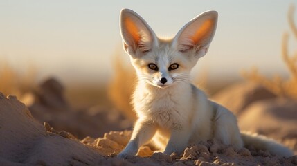 The elusive Fennec fox with its large ears, adapted to the harsh desert heat