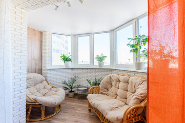 Russia, Moscow- May 27, 2020: interior apartment room balcony overlooking the street