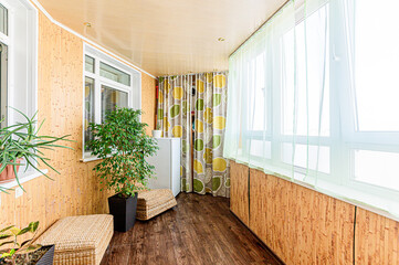 Russia, Moscow- May 27, 2020: interior apartment room balcony overlooking the street