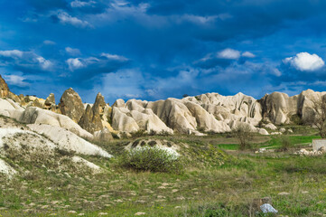 Typical Cappadocia landscape soft volcanic rock, shaped by erosion.