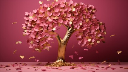 pink tree on pink background