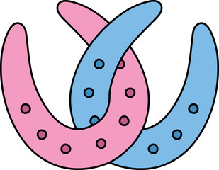 Horse Shoe Cross Handdrawn Cartoon