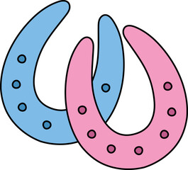 Horse Shoe Cross Handdrawn Cartoon