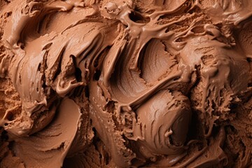 Delicious refreshing creamy Italian chocolate ice-cream for a summer dessert or takeaway, close up full frame background texture