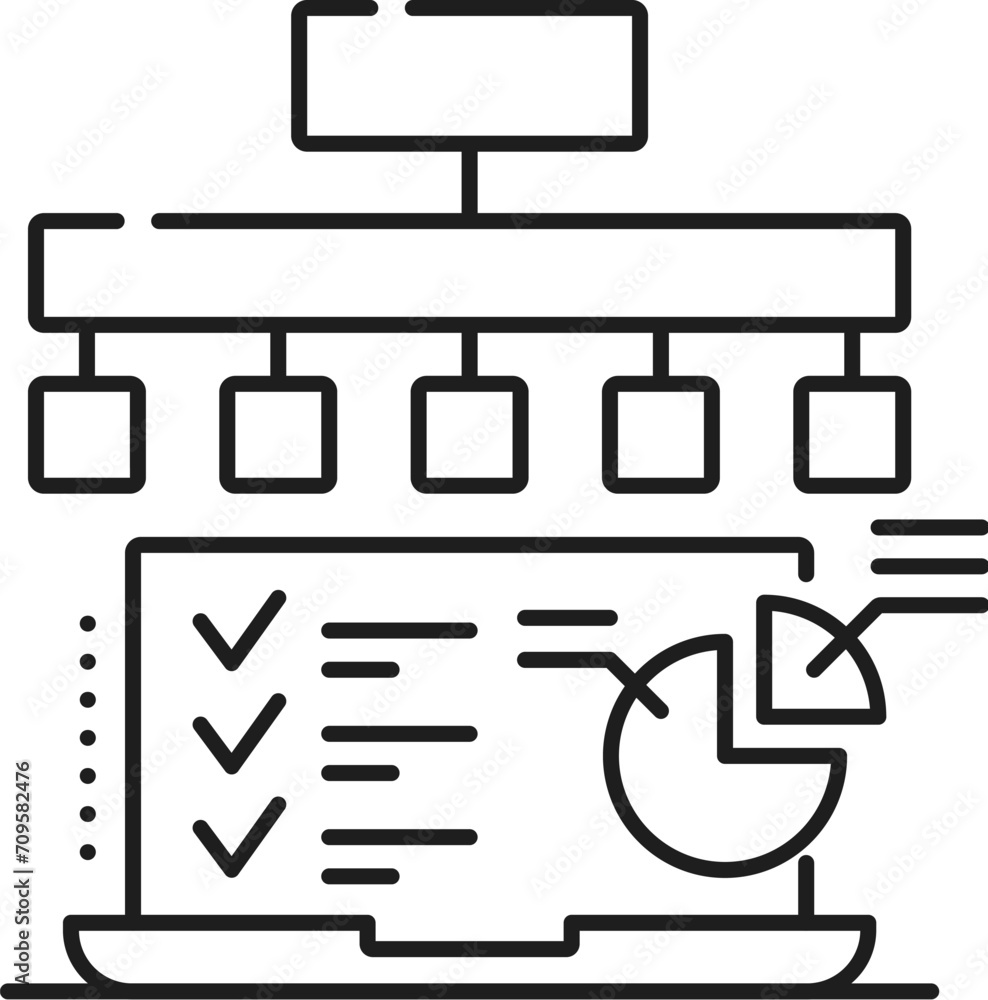 Poster project manager, it specialist icon for internet business or digital marketing, line vector. project