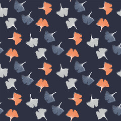 seamless pattern with ginkgo leaves