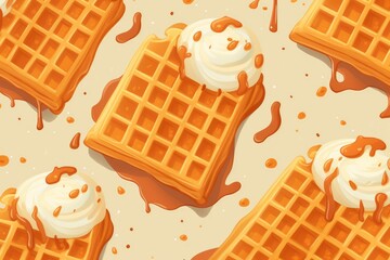 belgian waffles with ice cream pattern texture