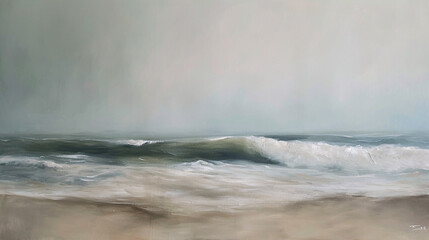 Obraz premium Beautiful watercolor painting of a stormy sea with large waves