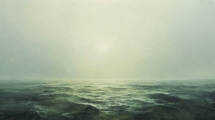 Fantasy seascape with fog. 3D rendering illustration.