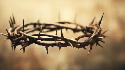 Crown of thorns with shadow of the royal crown - Passion and triumph of Jesus. Easter.