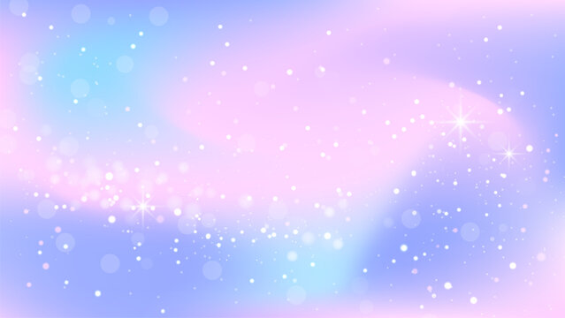 Fantasy holographic background with stars. Fantasy gradient backdrop. Fairy background.