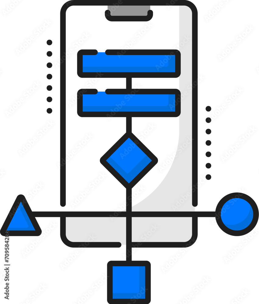 Poster web software optimization, cellphone application develop planning, mobile app coding outline icon. w