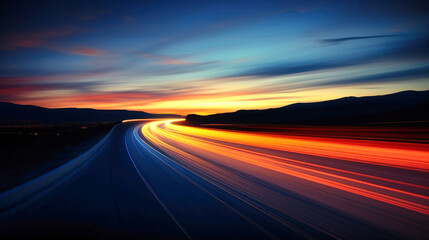 Long Exposure Photo of Night Highway