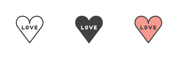 Love heart different style icon set