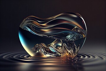 Transparent abstract glass. Curved wave in motion.