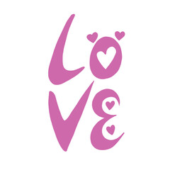 Illustration of the word love. Can be used to design clothes, products and so on