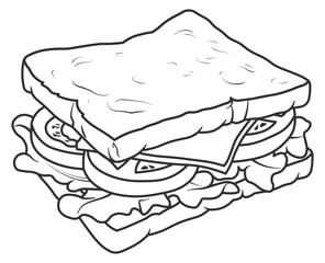 sandwich with cheese and tomato without background