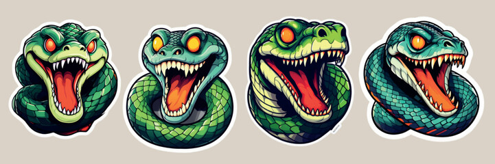 Cute snake stickers can make mascot t-shirts and other icons