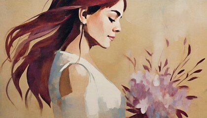 ロングヘアの美しい女性のイラスト